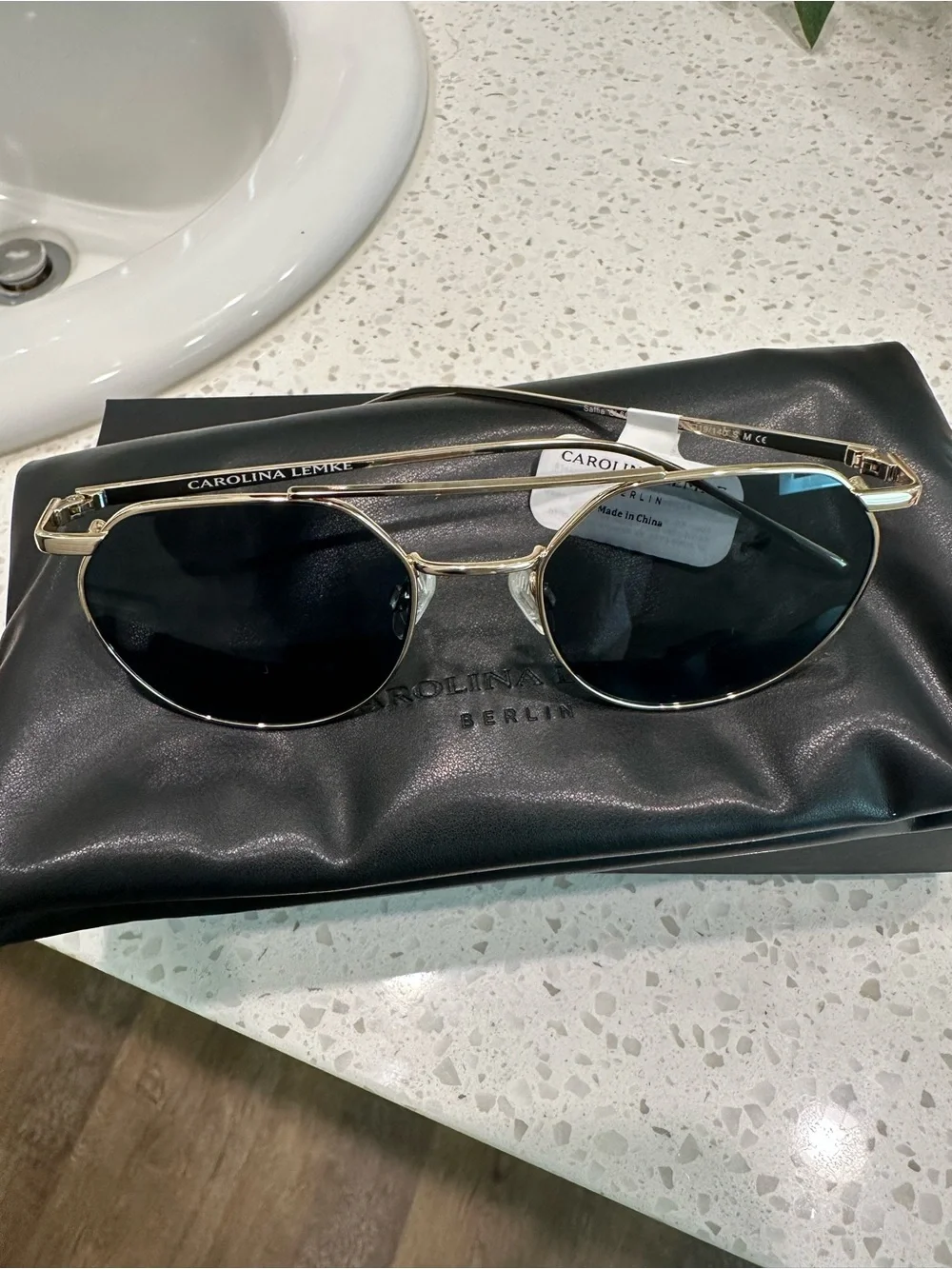 Carolina Lemke Berlin “Saffia” Round Metal Sunglasses - Black Lenses